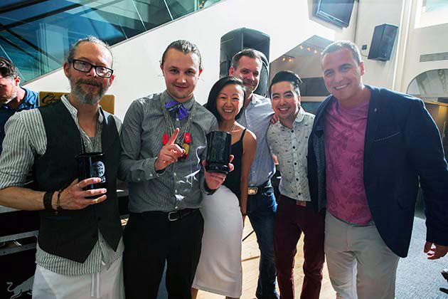 The Made With Love 2015 Calgary Regional Finals Winners, on the Far Left is the Judges' Choice Winner, Nathan Head (who is owner of the Milk Tiger Lounge) and next to him is the Public's Choice Winner Shelby Goodwin (who now bartends at the Derrick)